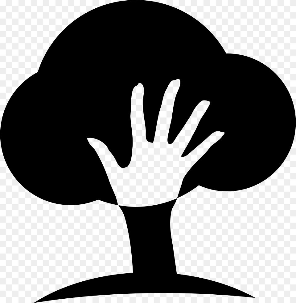 Tree With A Hand Icon, Silhouette, Stencil, Adult, Female Png