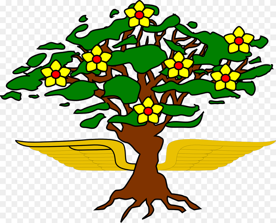 Tree With Flowers And Roots, Art, Plant, Vegetation, Animal Png Image