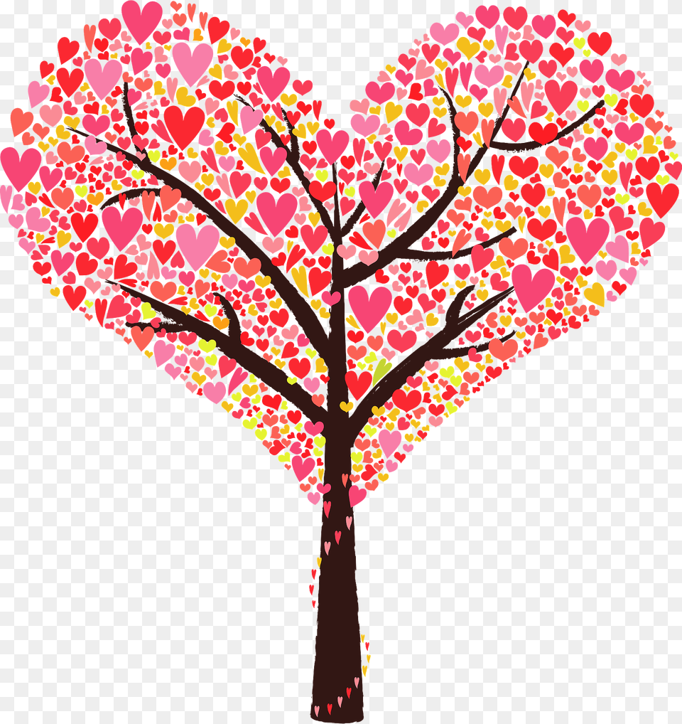 Tree With Heart Shaped Leaves In A Heart Shape Clipart, Art, Plant, Mosaic, Tile Free Png
