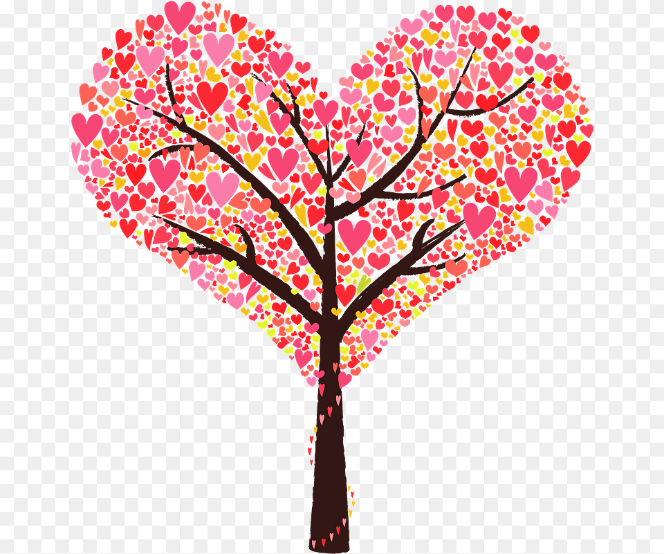 Tree With Heart Shaped Leaves In A Shape Clipart Heart Flower Shape Clipart, Art, Plant Free Png Download