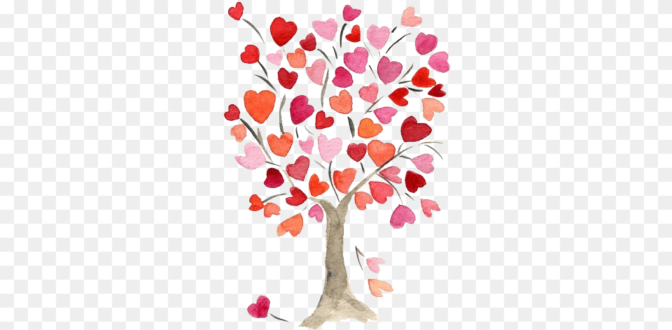 Tree With Hearts Card, Art, Flower, Painting, Petal Free Png
