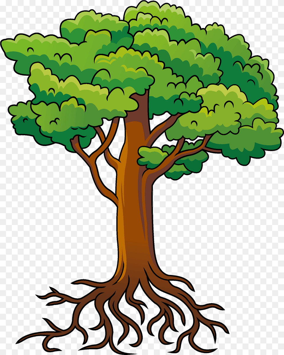 Tree With Roots Clipart Green Tree With Roots Clipart, Plant, Art, Vegetation Png