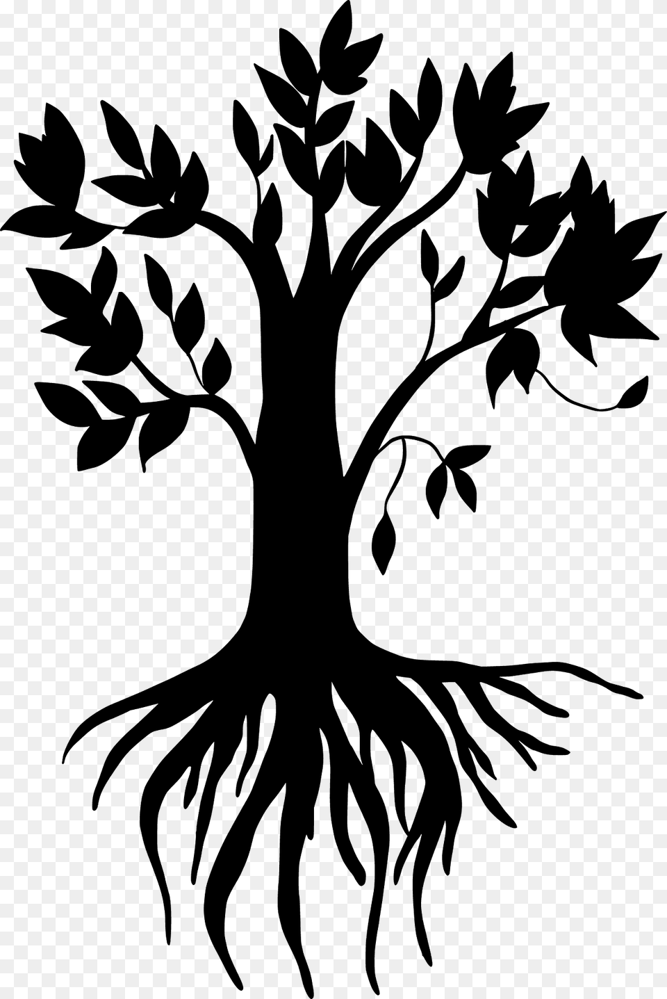 Tree With Roots Silhouette, Art, Plant, Stencil Free Png Download