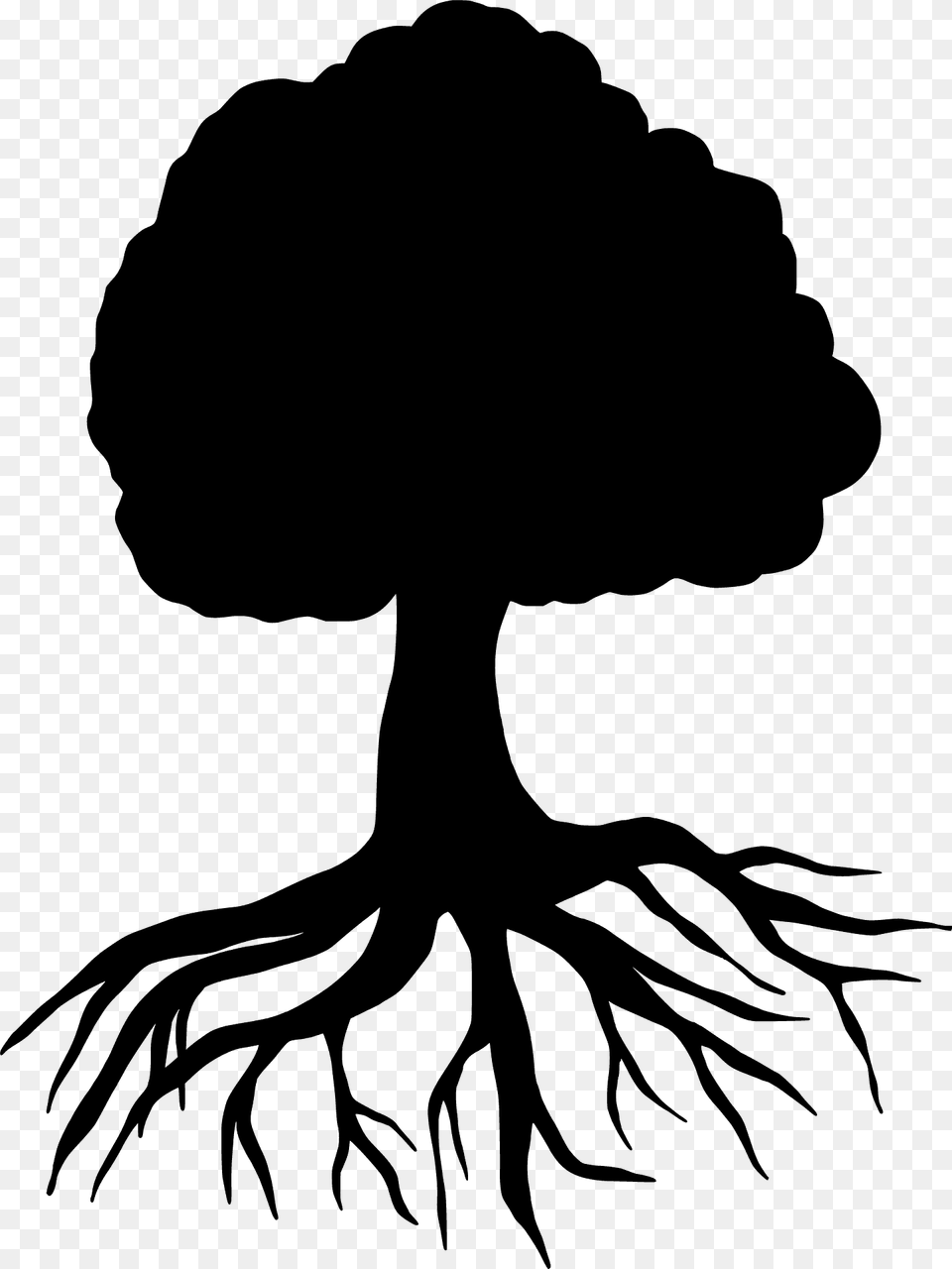 Tree With Roots Silhouette, Person Png Image