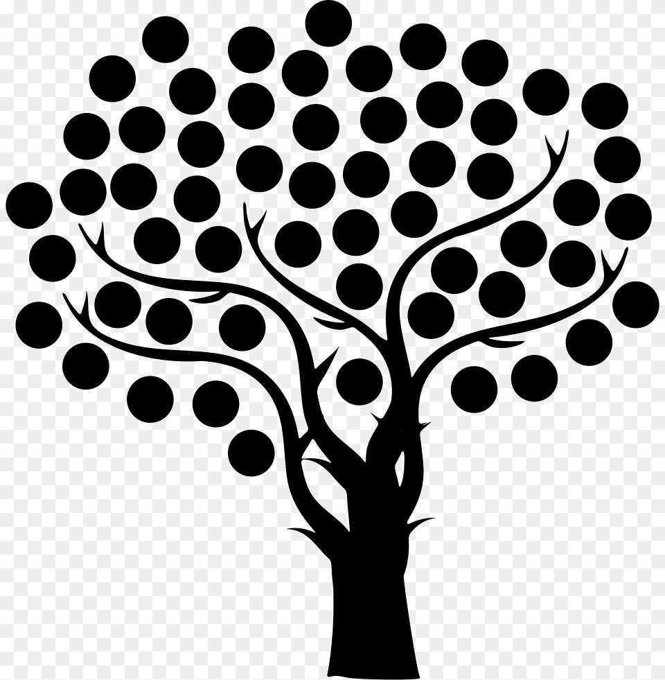 Tree With Thin Branches And Small Dots Foliage Tree With Branches Icon, Art, Stencil, Pattern, Graphics Free Transparent Png