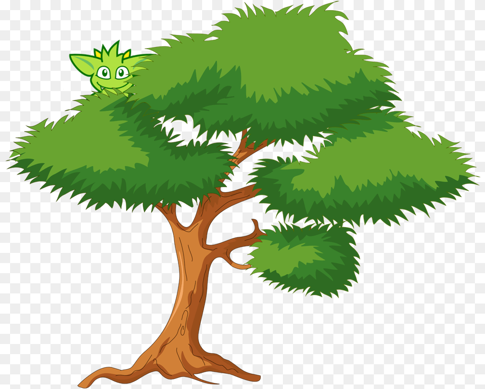 Tree With Three Branches Cartoon Transparent Tree, Plant, Potted Plant, Vegetation, Conifer Free Png