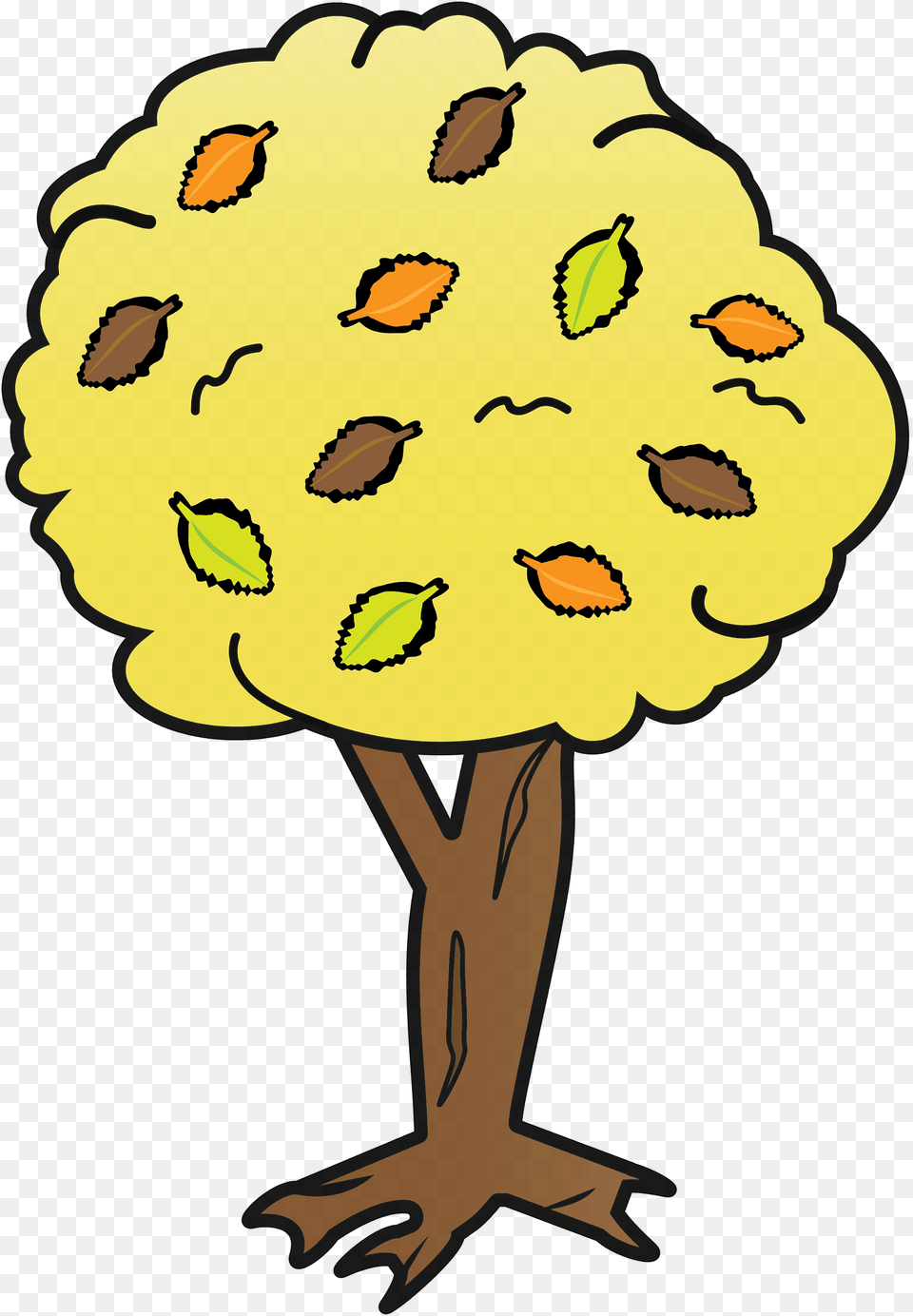 Tree With Yellow Leaves Clipart, Person, Art, Flower, Plant Png Image