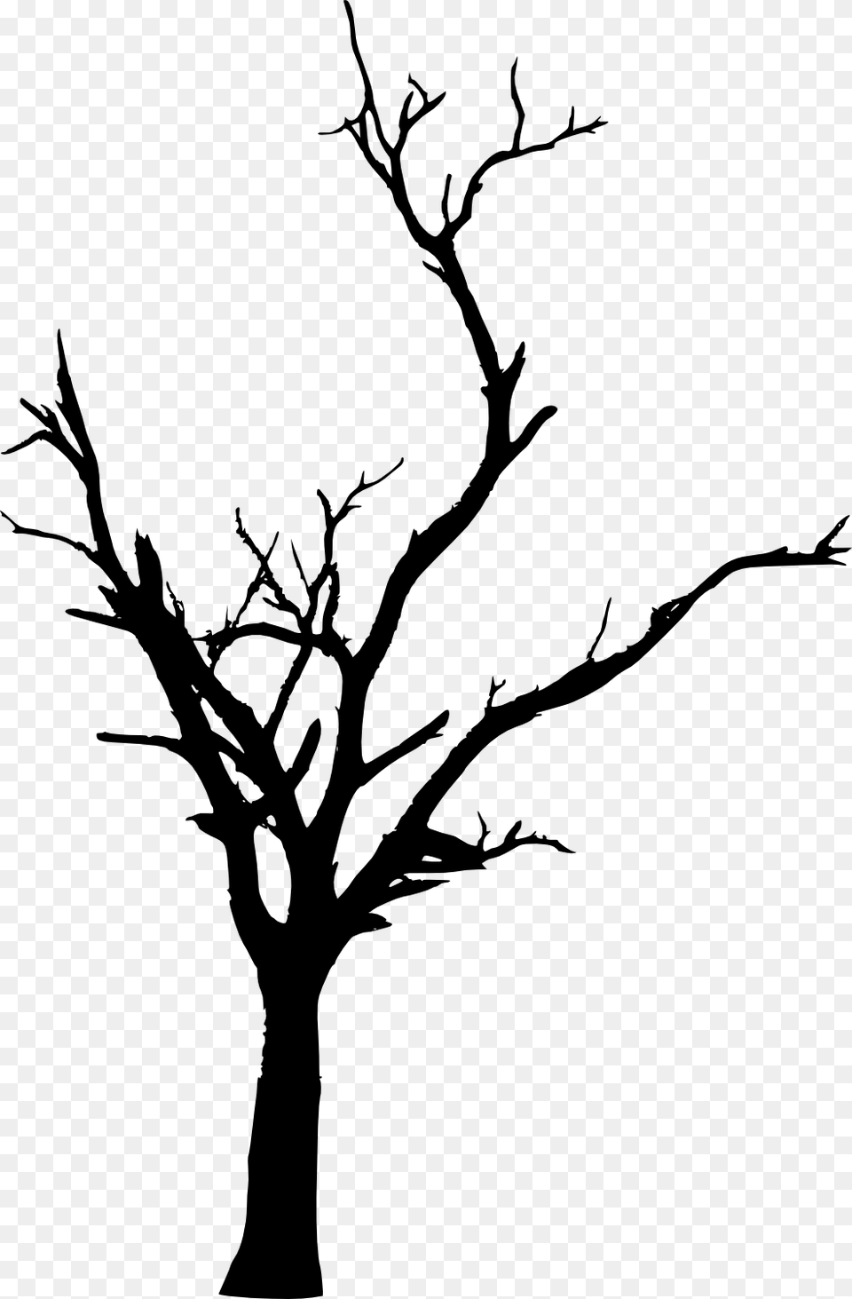 Tree Woody Plant Branch Twig Clip Art Dead Tree Silhouette, Stencil, Drawing, Person Free Png Download