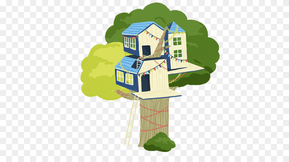 Treehouse Decorated With Colourful Flags, Cad Diagram, Diagram, Outdoors Png Image