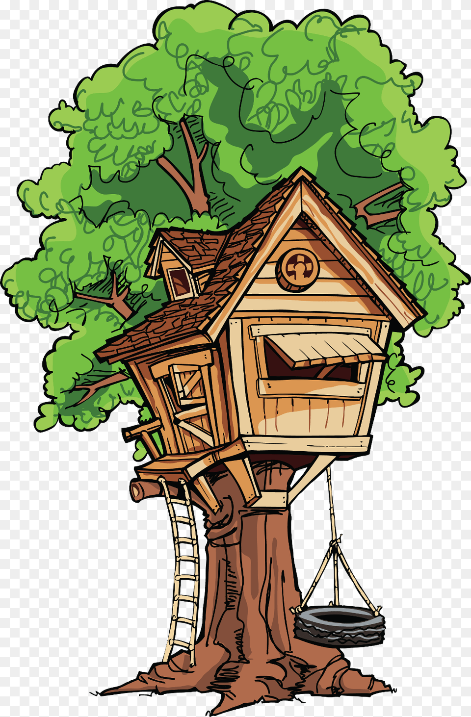 Treehouse Tree Tireswing Yard Playground Terrieasterly Magic Tree House Tree House, Architecture, Building, Cabin, Housing Free Png Download