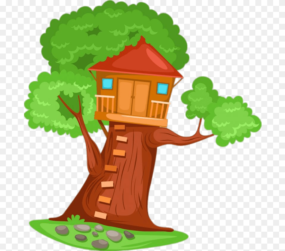 Treehouse With Red Roof Transparent Tree House Transparent, Architecture, Building, Cabin, Housing Png Image
