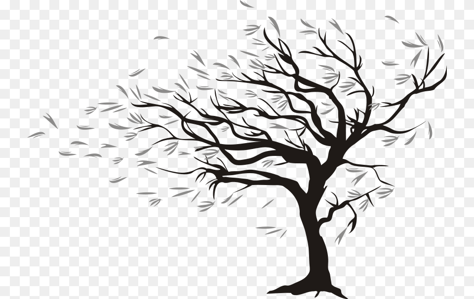Trees Blowing In The Wind Art, Drawing, Person Free Png Download