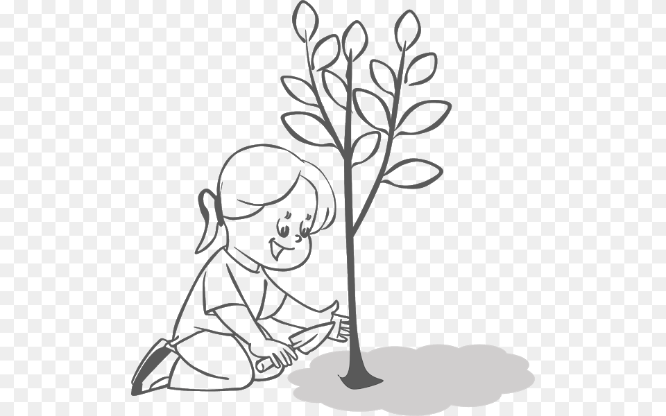 Trees Clipart To Plant A Tree Clipart, Kneeling, Person, Stencil, Art Free Png Download