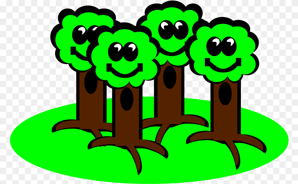 Trees Clipart Vector Clip Art Online Happy Trees Clipart, Green, Plant, Potted Plant, Animal Free Png Download