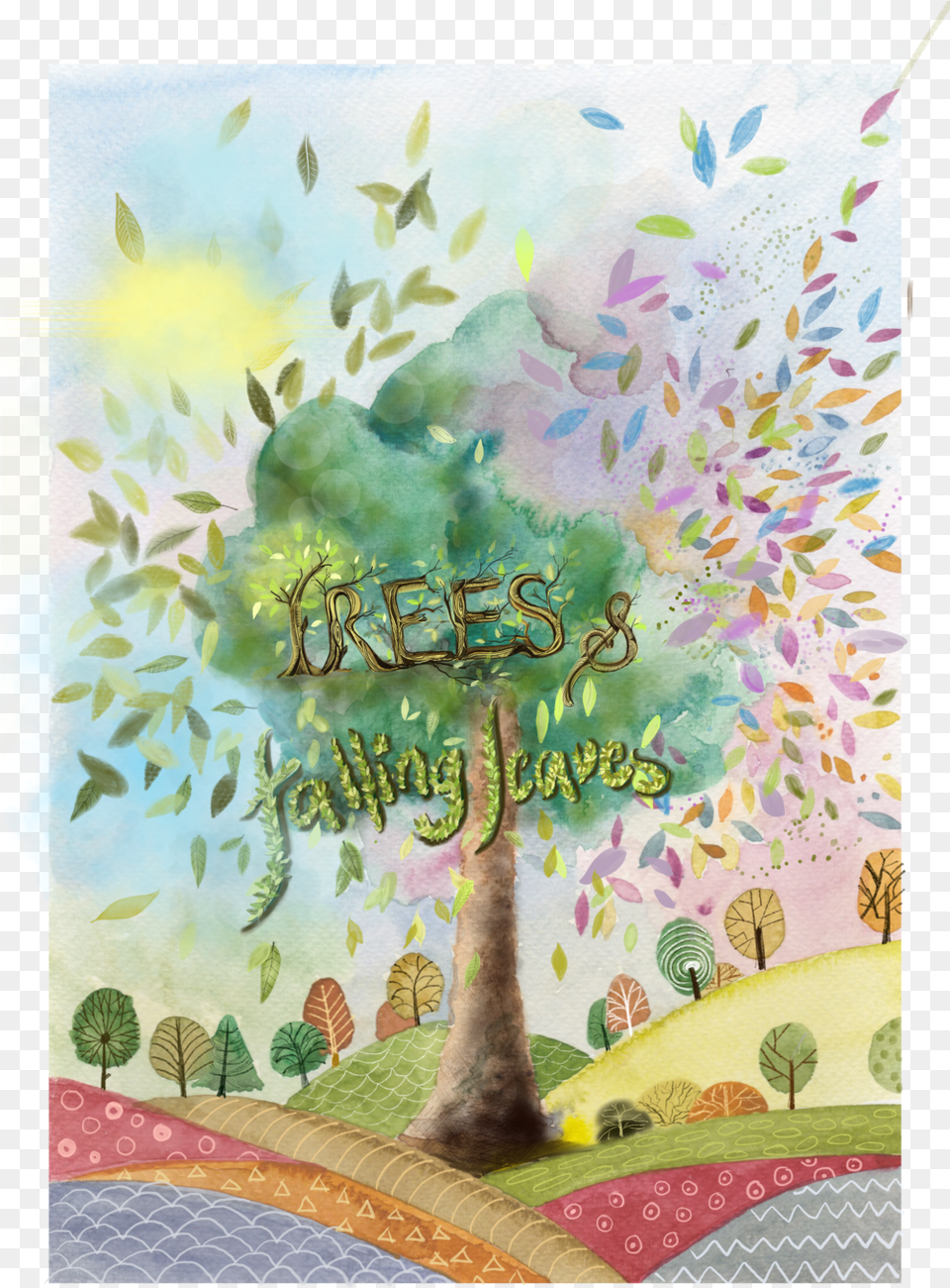 Trees With Falling Leaves Original, Art, Painting, Envelope, Greeting Card Free Png Download