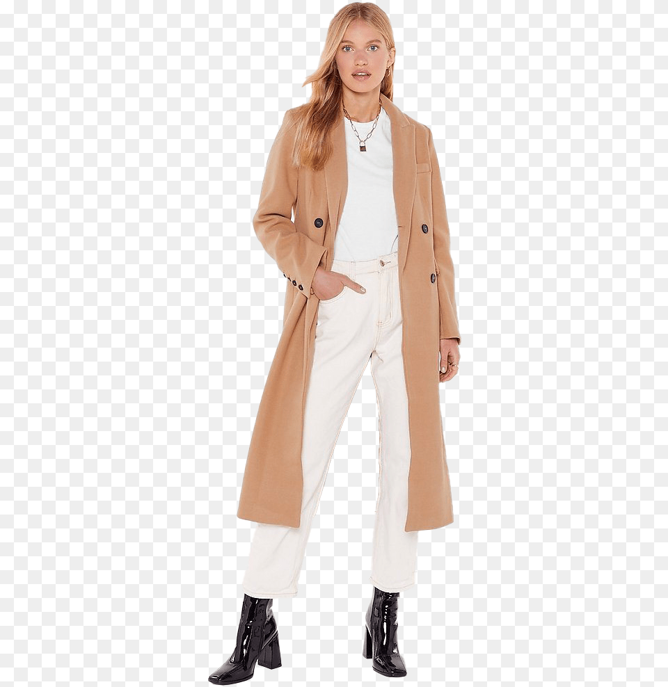 Trench Coat Hd Double Breasted Longline Coat Women, Clothing, Overcoat Png