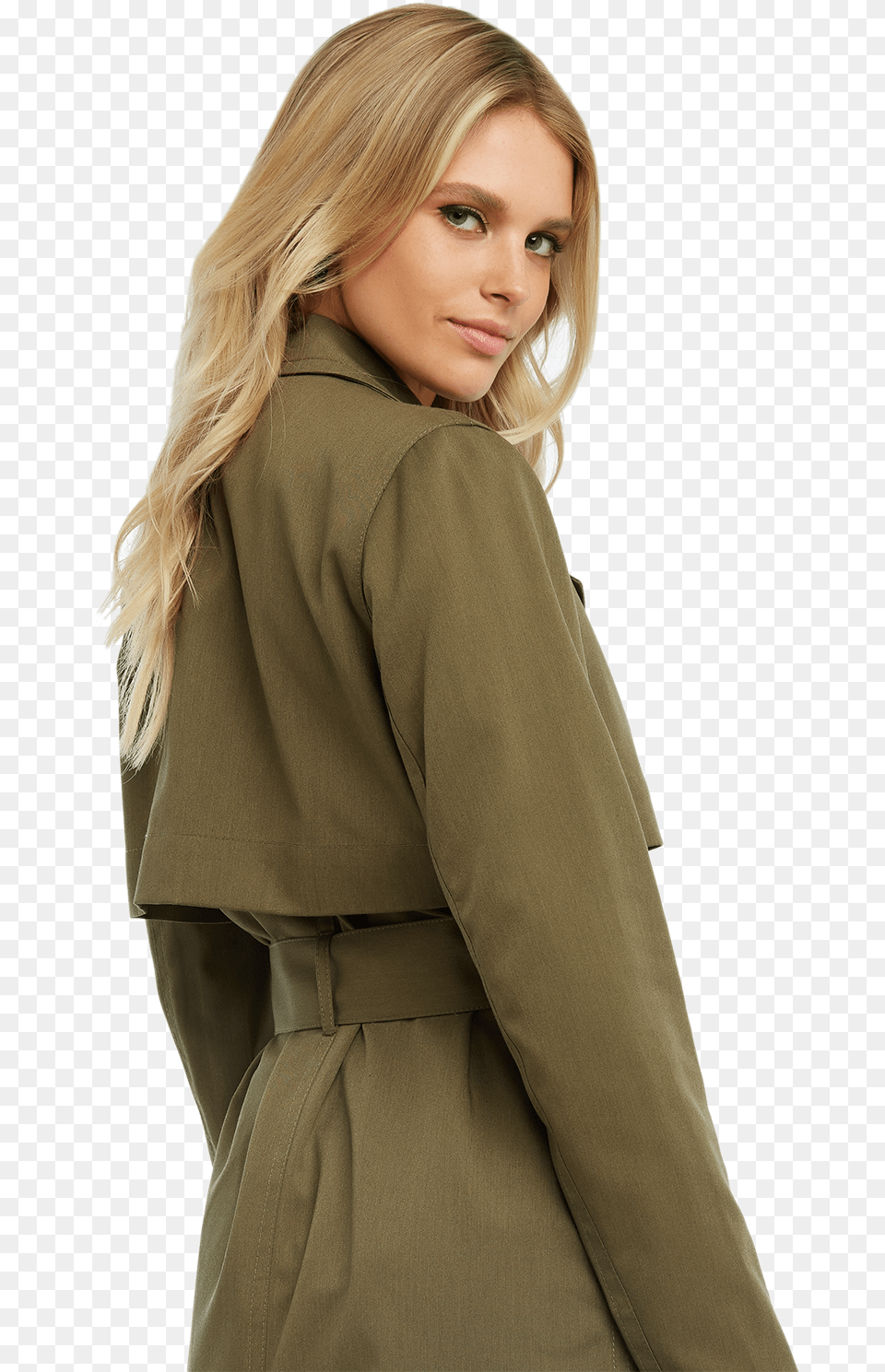 Trench Coat In Colour Burnt Olive, Adult, Sleeve, Person, Overcoat Free Transparent Png
