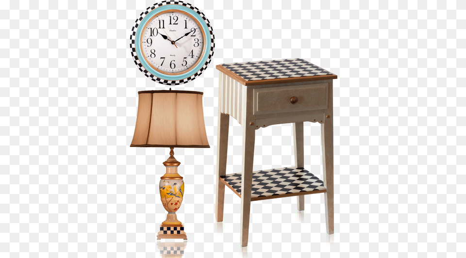 Trend Features A Collection Of Painted Vintage Furniture Home Decor, Lamp, Analog Clock, Clock, Table Lamp Png