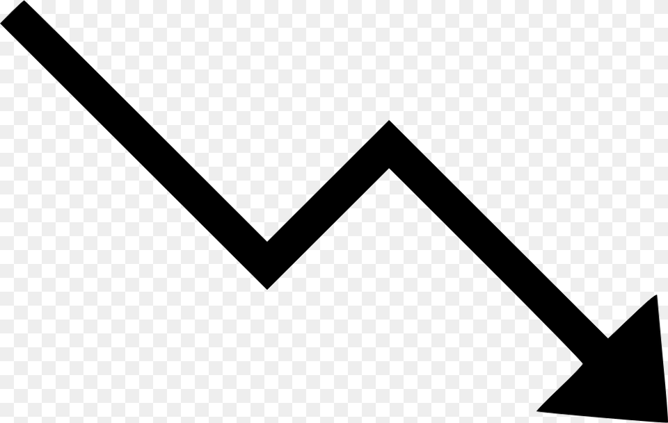 Trending Down Arrow Chart Decrease Icon Free Download, Triangle, Smoke Pipe, Device, Hoe Png Image