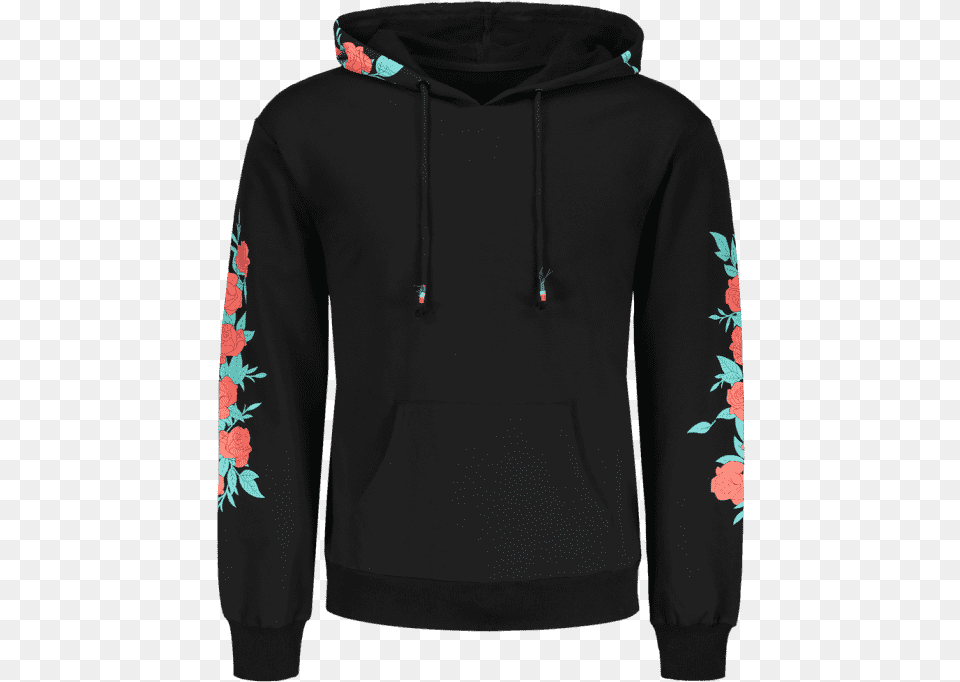 Trendy Pullover Floral Print Hoodie Pullover Floral Print Hoodie, Clothing, Hood, Knitwear, Sweater Png