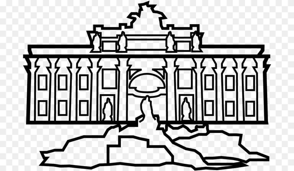 Trevi Fountain Black And White Clipart, Gray Free Png Download