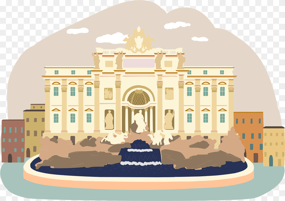 Trevi Fountain Clipart, City, Architecture, Building, Office Building Png Image
