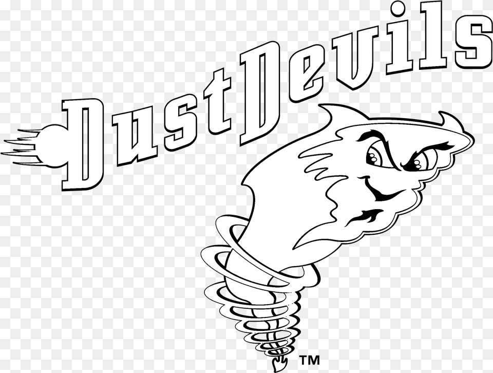 Tri City Dust Devils Logo Black And White Line Art, Stencil, Light, Person, Face Png Image