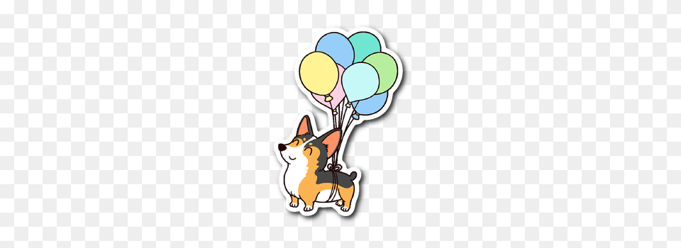 Tri Color Corgi Balloon Dog Vinyl Sticker, Animal, Cat, Mammal, Pet Png