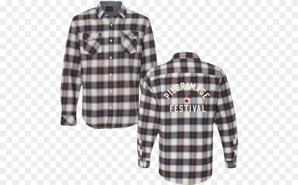 Tri Star Embroidered Flannel Shirt, Clothing, Dress Shirt, Long Sleeve, Sleeve Png