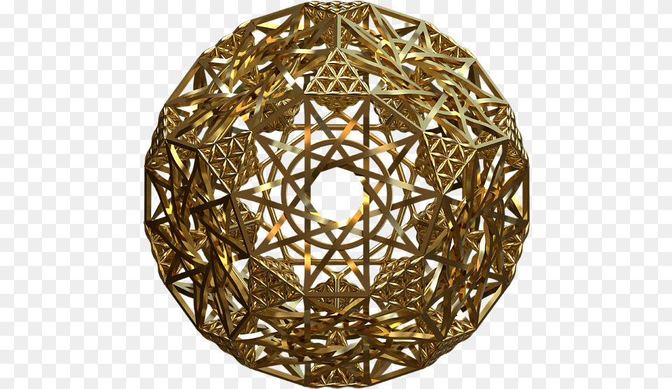 Triangle, Sphere, Chandelier, Lamp, Gold Png