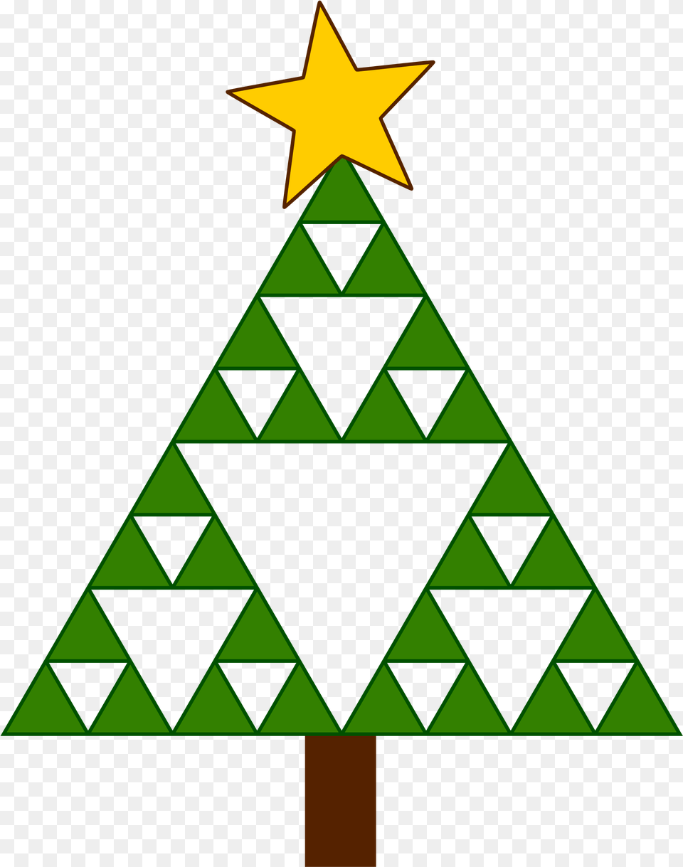 Triangle Clip Christmas Tree Clipart Freeuse Stock Sierpinski Triangle Christmas Tree, Star Symbol, Symbol, Green Png