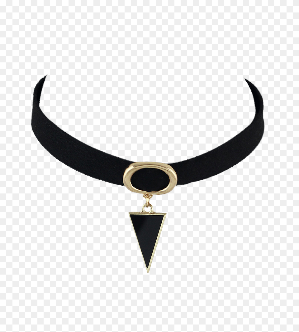 Triangle Fake Gemstone Choker Necklace In Black, Accessories, Jewelry, Bow, Weapon Png Image