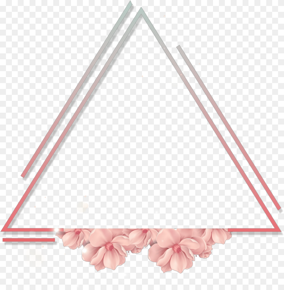 Triangle Frame Flower Pink Rose Neon Figures, Chandelier, Lamp Free Png Download