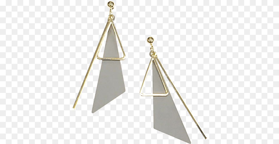 Triangle Gold Matte Drop Earring Grey Earring, Accessories, Jewelry Png Image