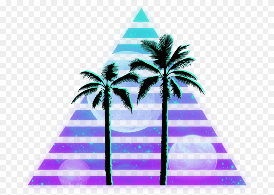 Triangle Vaporwave By Maximehector Image Palm Tree Silhouette Clip Art, Plant, Nature, Outdoors Free Transparent Png