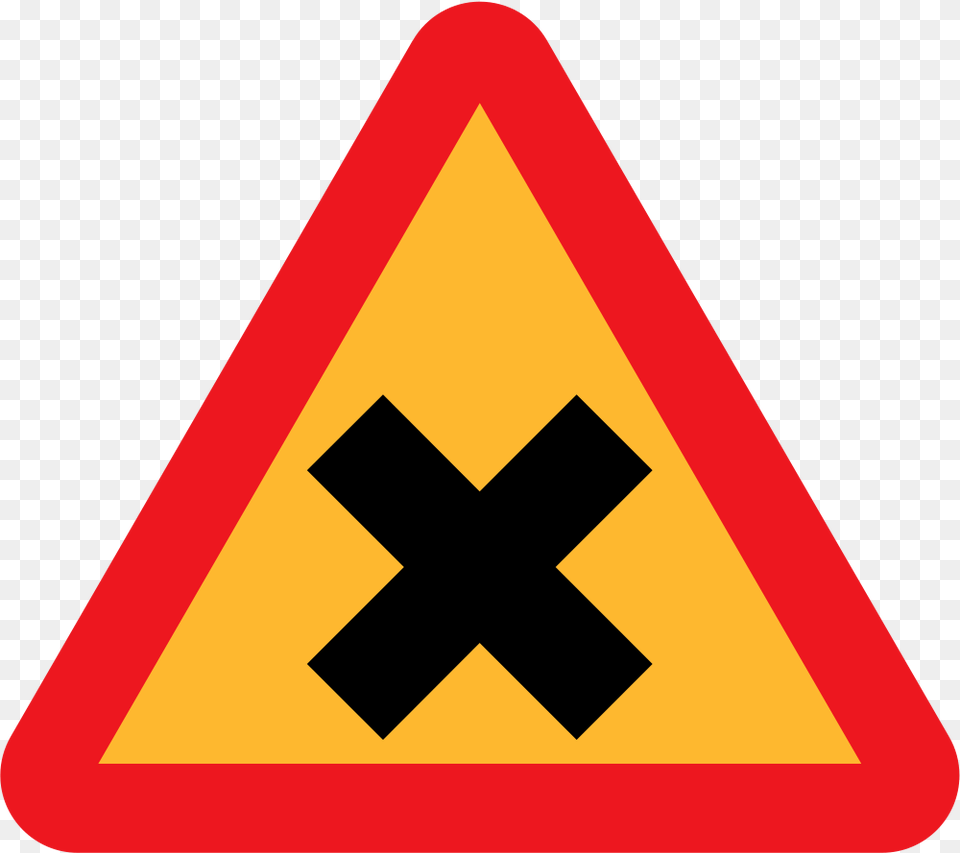 Triangle With X Road Sign, Symbol, Road Sign, Dynamite, Weapon Free Transparent Png