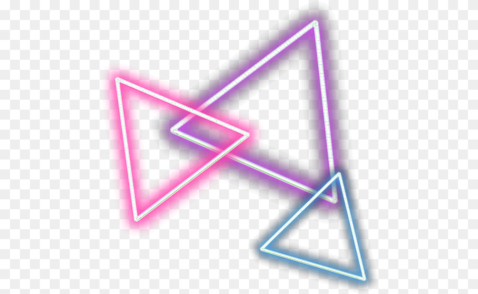 Triangles Neon Pink Purple Blue Glowing Freetoedit Triangle Picsart, Light Png Image