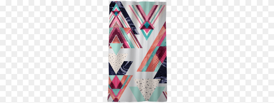 Triangles With Aztec Ornament Watercolor Doodle Patchwork, Formal Wear, Quilt Png Image
