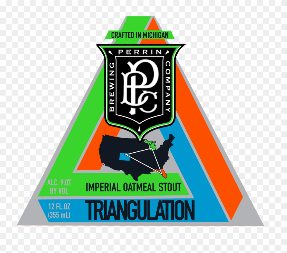 Triangulation Imperial Oatmeal Stout Perrin Brewing Company, Logo, Badge, Symbol, Triangle Free Png