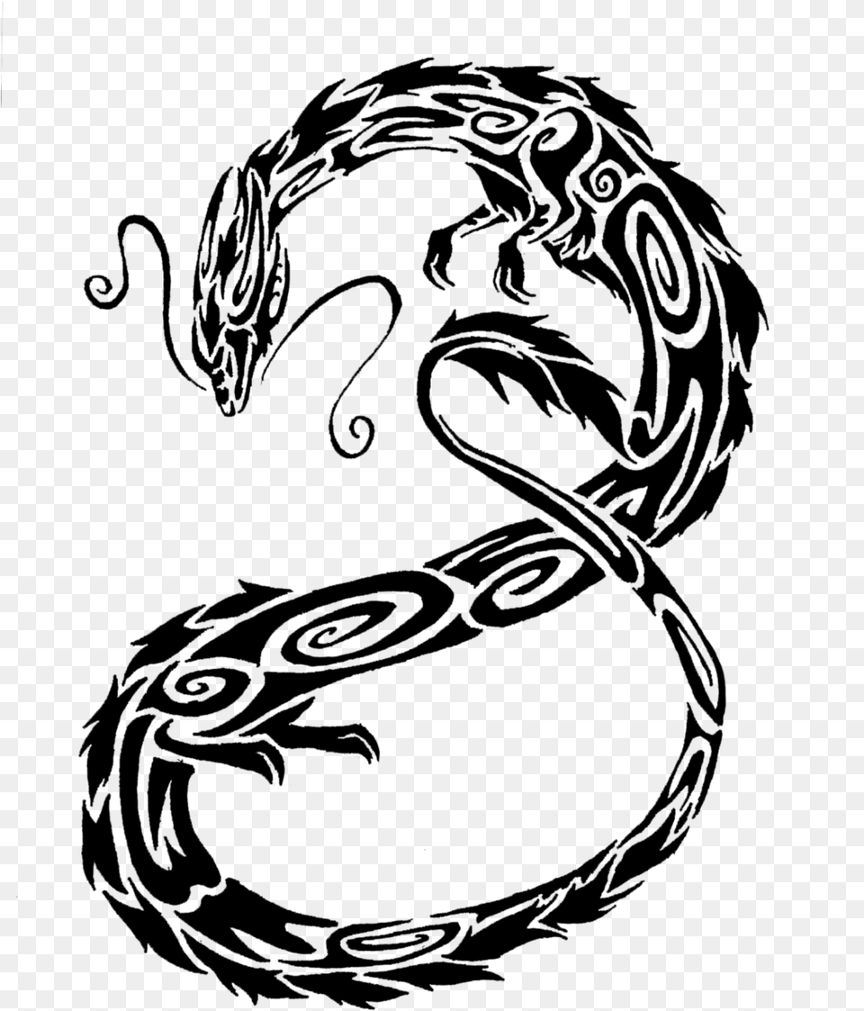 Tribal Asian Dragon Tattoo Design Photo Drawn Chinese Dragon Tattoo, Lighting Png