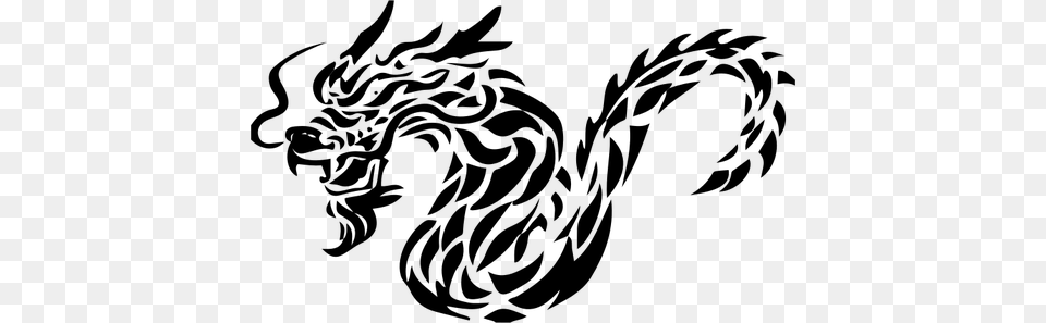 Tribal Beast Tattoo Chinese Dragon Tribal, Gray Free Png Download