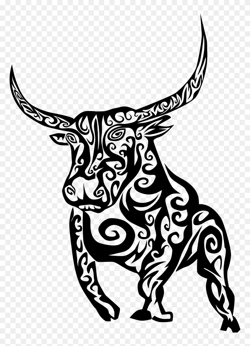 Tribal Bull Line Art Clipart, Animal, Dinosaur, Reptile, Stencil Png