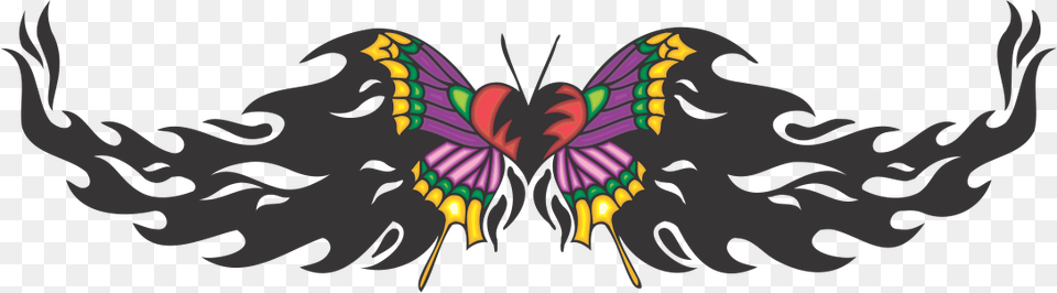 Tribal Butterfly Tattoo Colored Decal Tattoo Color Transparent, Electronics, Hardware Free Png Download