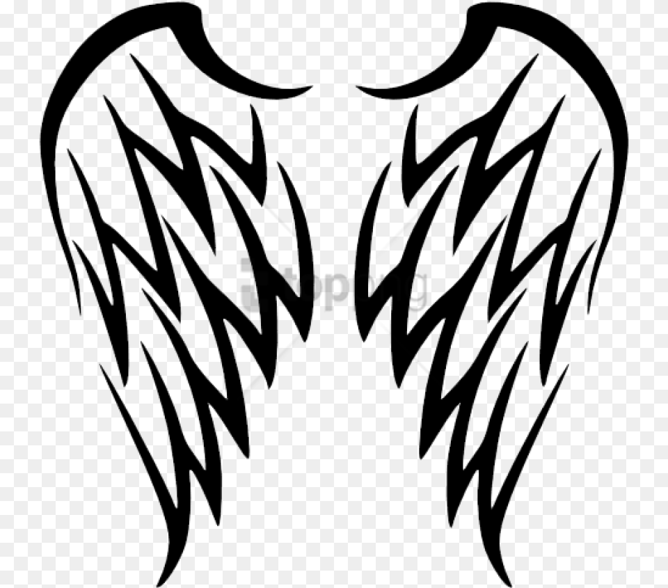 Tribal Clipart Transparent Background Tribal Angel Wings Tattoo, Stencil, Plant, Text Png