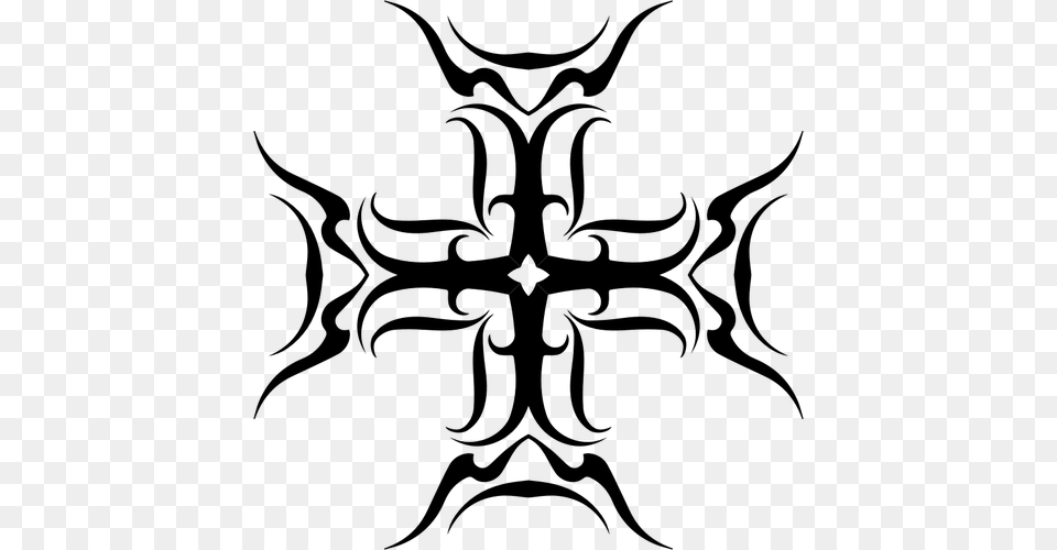 Tribal Cross, Gray Free Png