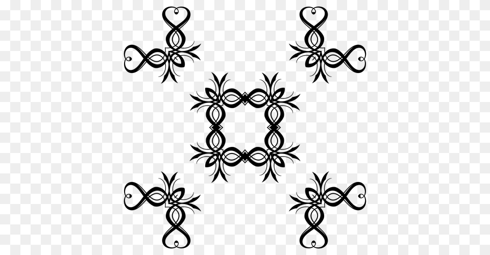 Tribal Design Frame, Gray Png