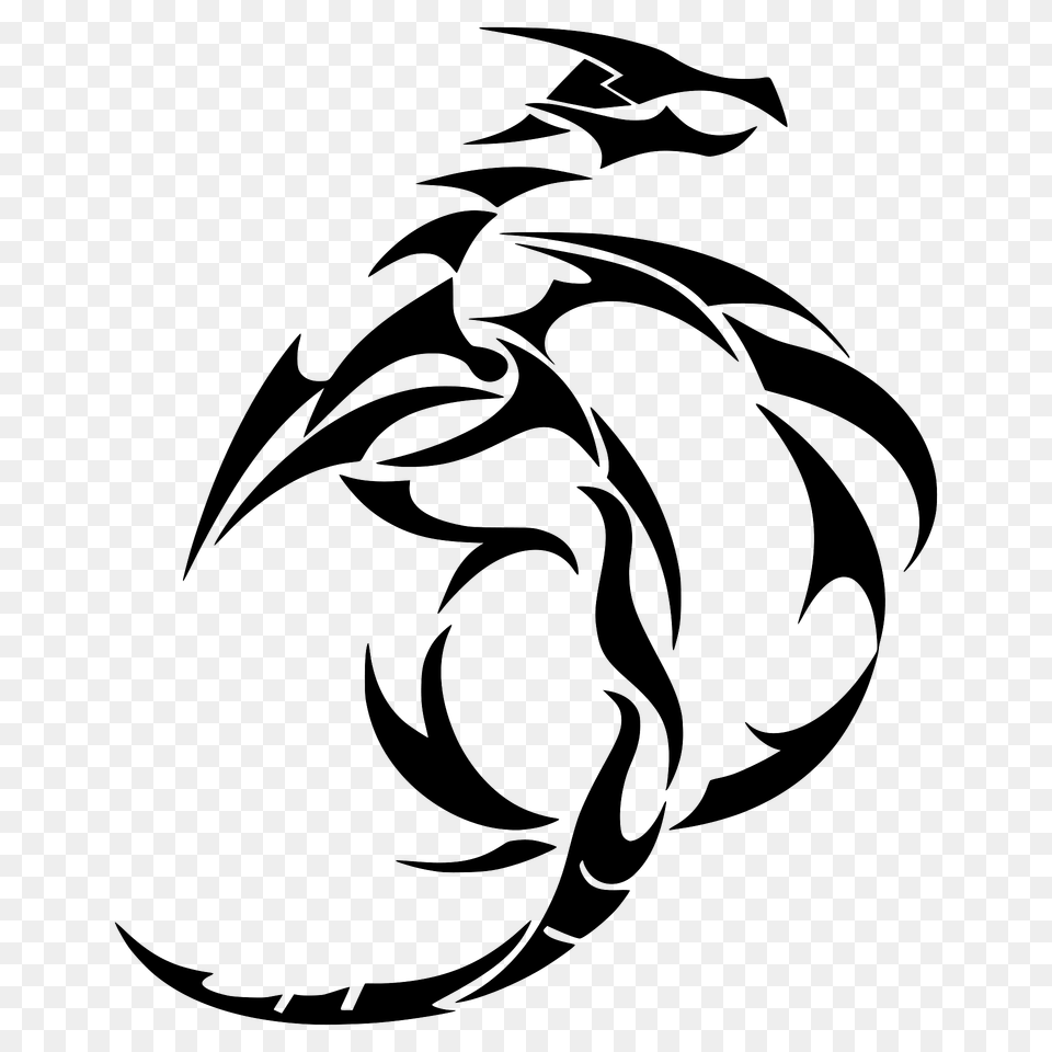 Tribal Dragon Clipart, Animal, Fish, Sea Life, Shark Png