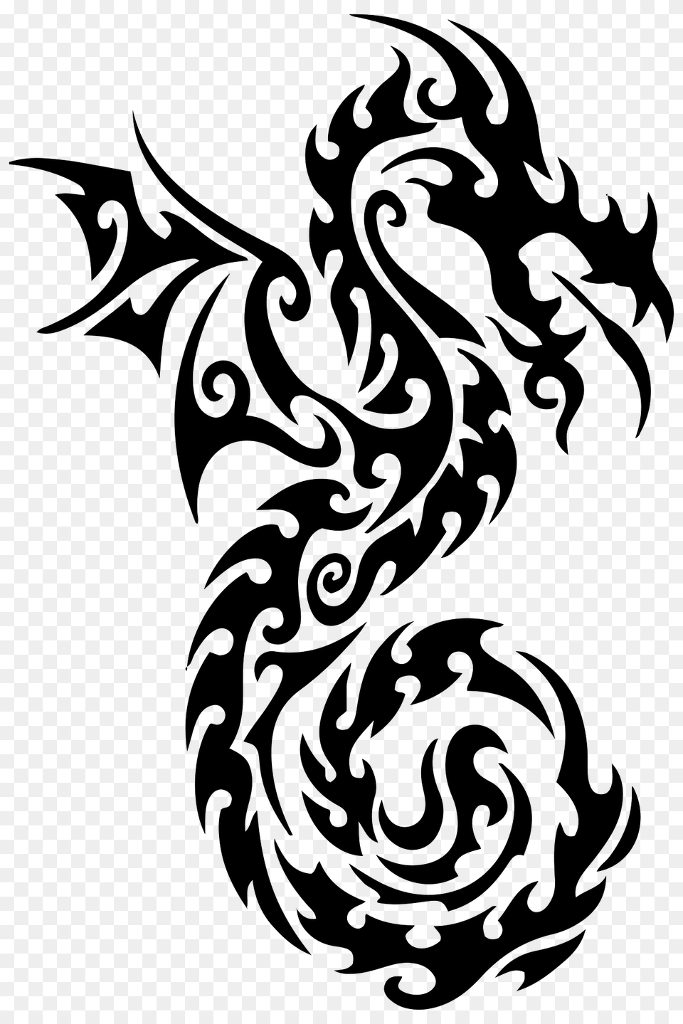 Tribal Dragon Clipart, Pattern, Art, Floral Design, Graphics Png