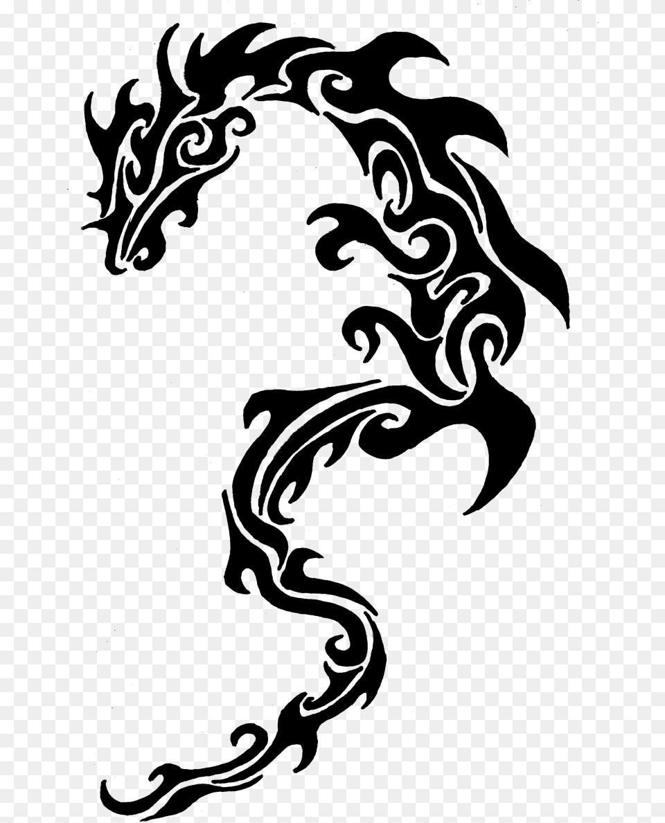 Tribal Dragon Design Black And White Tribal, Silhouette, Outdoors Free Png