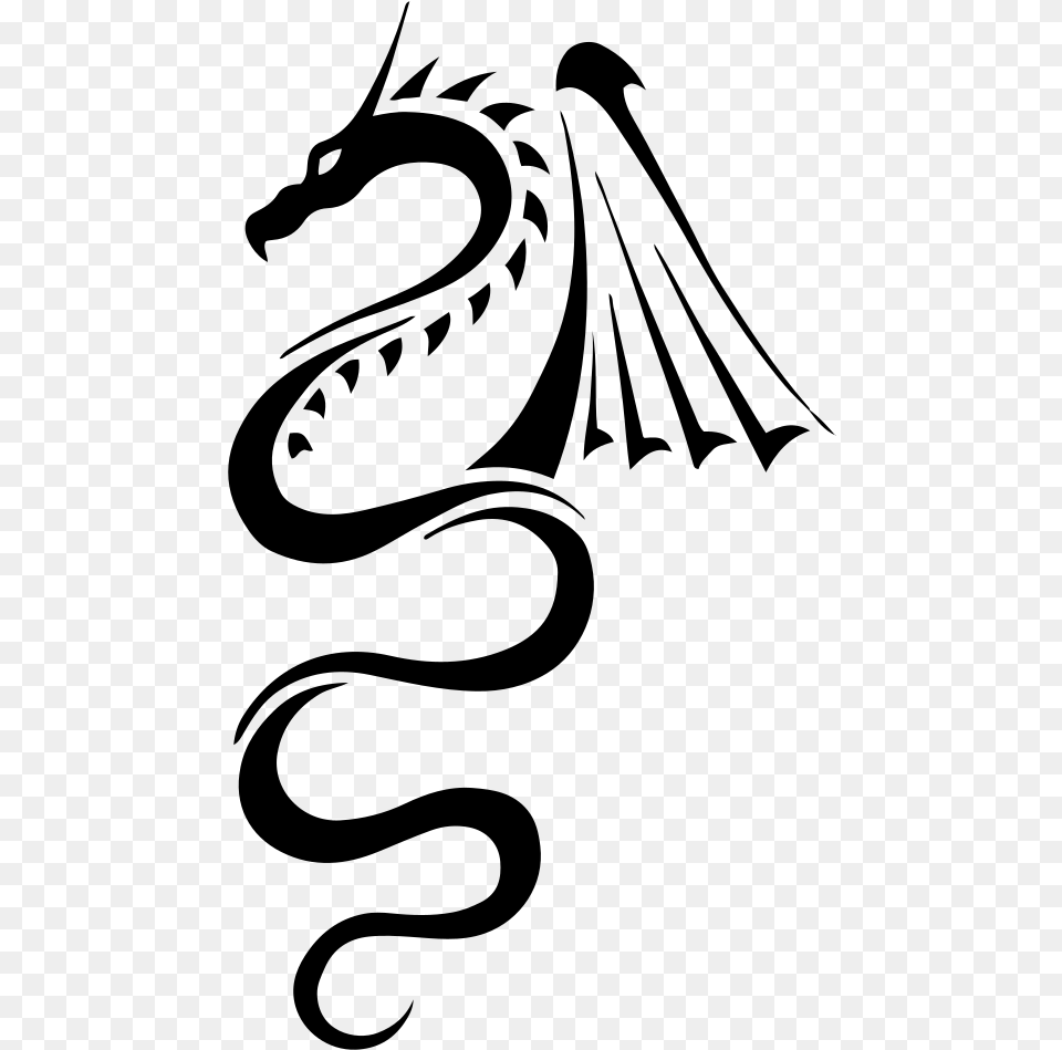 Tribal Dragon Girly Dragon Black Tattoo, Gray Free Png Download